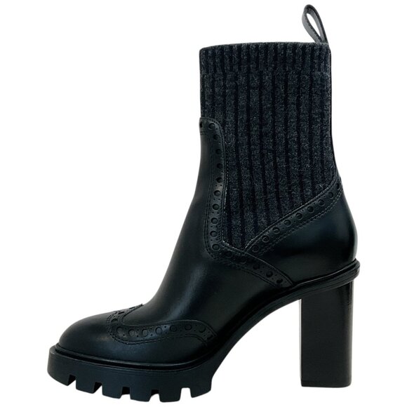 Santoni Black Leather Ferric Wing Tip Sock Booties - Picture 3 of 8